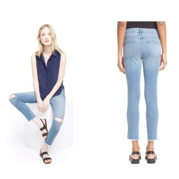 Frame Womens 27 Blue Light Wash Denim Le Skinny de - Picture 1 of 10